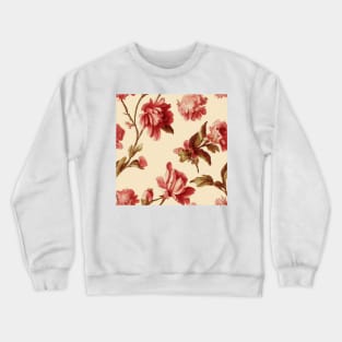 Vintage Peach and Pink Floral Pattern Muted Tones Crewneck Sweatshirt